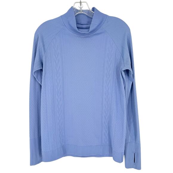 Lululemon Rest Less Mock Neck Long Sleeve Textured Pullover In Hydrangea Blue L - Picture 6 of 12